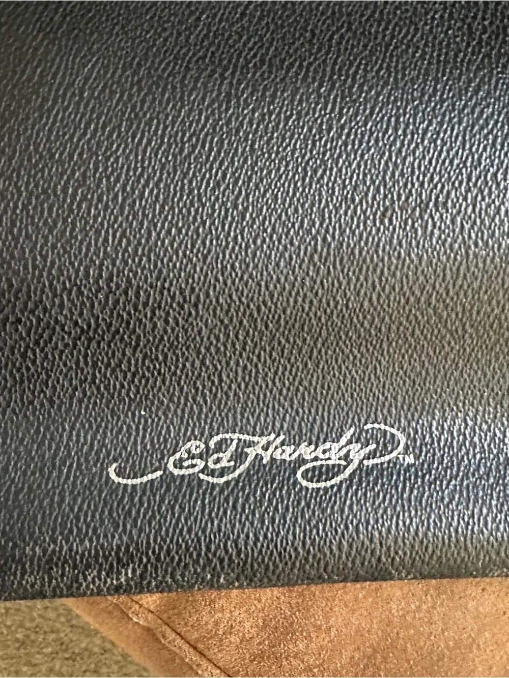Ed Hardy Black Satchel with Colorful Bulldog Graphic